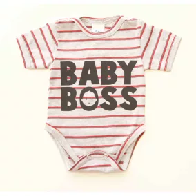   Rövid ujjú dupla patentos " Baby Boss" feliratú baba body