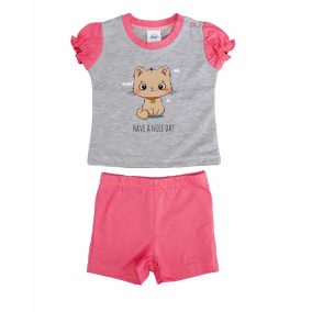 2 részes kislány nyári szett Cicás mintával