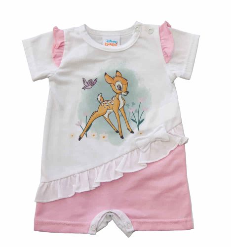 Rövid ujjú kislány baba napozó Bambival rózsaszín színben