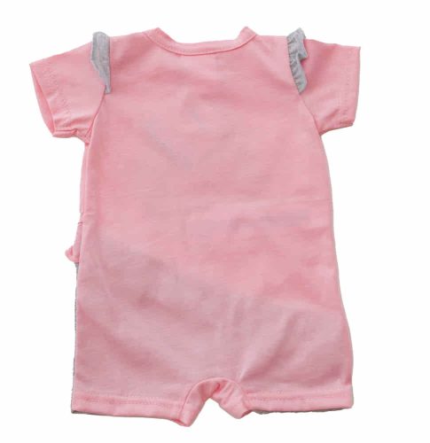 Rövid ujjú kislány baba napozó Bambival rózsaszín színben