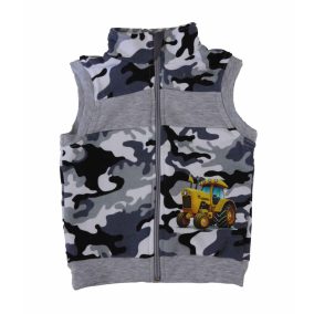 Belül bolyhos kisfiú terepes mellény traktor mintával