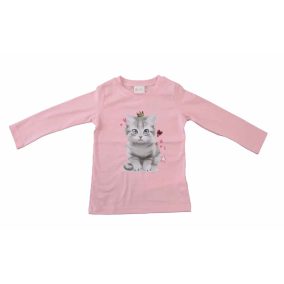Hosszú ujjú kislány póló cuki cica mintával