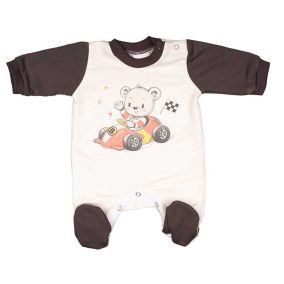   Belül bolyhos hosszú ujjú kisfiú rugdalózó Versenyautós maci mintával