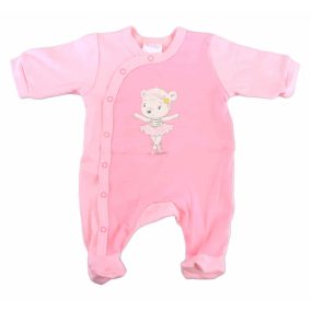   Vékony, pamut, elöl patentos kislány rugdalózó Balerina mintával