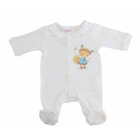   Vékony, pamut, elöl patentos kislány rugdalózó Rókalány mintával