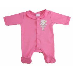   Vékony, pamut, elöl patentos kislány rugdalózó Balerina mintával