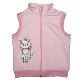 Vékony pamut kislány mellény Marie cica mintával