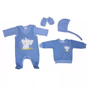   5 részes belül bolyhos kisfiú baba szett Elefánt mintával