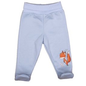 Belül bolyhos pamut kisfiú baba nadrág rókás mintával