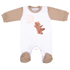 Vékony, pamut kisfiú rugdalózó Kismackó mintával