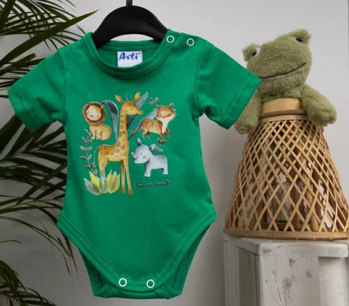 Rövid ujjú baba body Szafari mintával