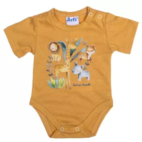 Rövid ujjú baba body Szafari mintával