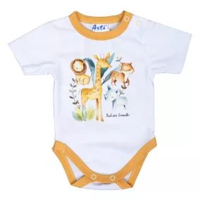 Rövid ujjú baba body Szafari mintával