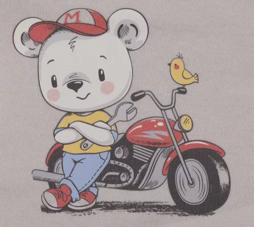 Hosszú ujjú baba body Motoros maci mintával