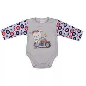 Hosszú ujjú baba body Motoros maci mintával
