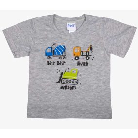 Rövid ujjú fiú póló munkagépek mintával