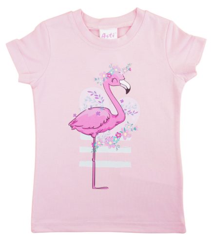 Rövid ujjú lány póló flamingó mintával