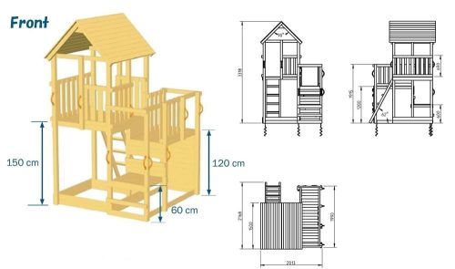 Blue Rabbit Penthouse kerti játszótér csúszdával és ajándék vágással