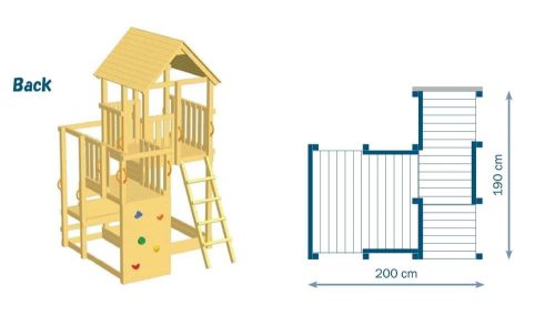 Blue Rabbit Penthouse kerti játszótér csúszdával és ajándék vágással