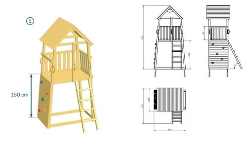 Blue Rabbit Belvedere 'L' kerti játszótér csúszdával és ajándék vágással