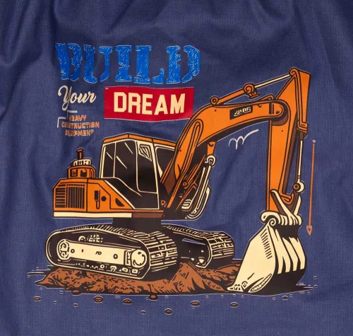 Oviszsák elöl cipzáras, zsebes - Munkagép mintával