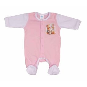   Vékony, pamut, elöl patentos kislány rugdalózó Hörcsög mintával