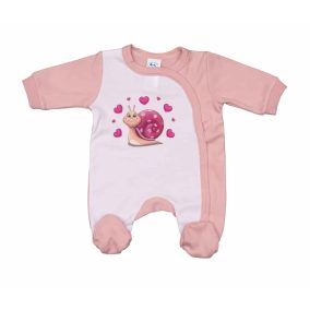   Vékony, pamut, elöl patentos kislány rugdalózó Csiga mintával