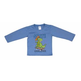 Hosszú ujjú fiú póló Gördeszkás dínó mintával