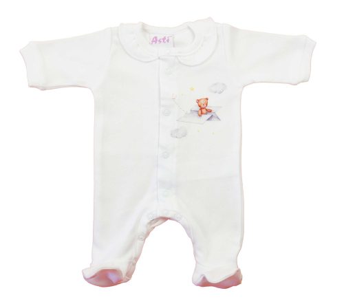 Kislány rugdalózó – Maci mintával, elöl patentos