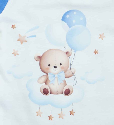 Belül bolyhos elöl patentos hosszú ujjú baba rugdalózó macis mintával