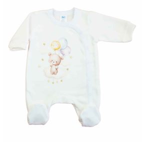   Belül bolyhos elöl patentos hosszú ujjú baba rugdalózó macis mintával