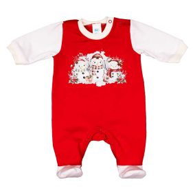 Hosszú ujjú baba rugdalozó karácsonyi mintával