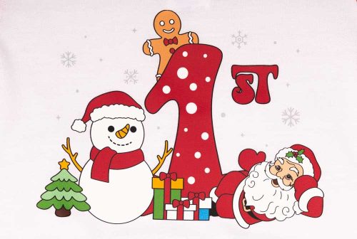 Hosszú ujjú baba rugdalozó karácsonyi mintával