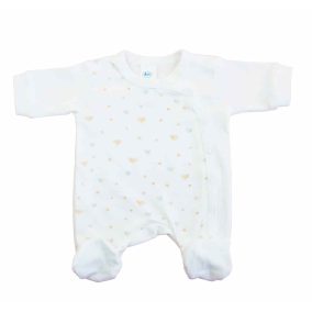   Elöl patentos rugdalózó, madárka mintával, vékony, pamut