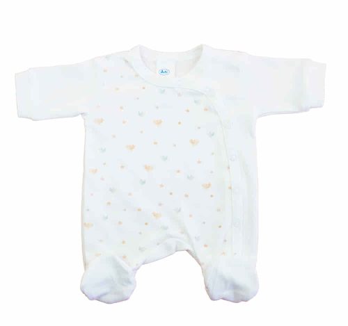 Elöl patentos rugdalózó, madárka mintával, vékony, pamut