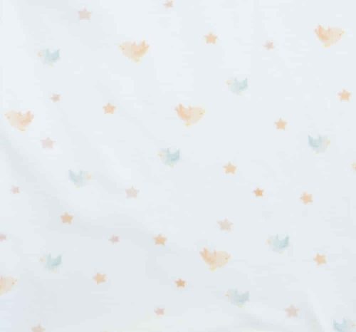 Elöl patentos rugdalózó, madárka mintával, vékony, pamut