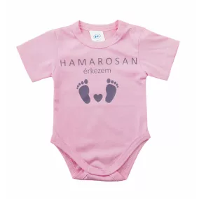   Hamarosan érkezem újszülött baba body, babaváró ajándék