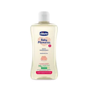  CHICCO Masszázs olaj pamuttal és E-vitaminnal Baby Moments Sensitive 74 % természetes összetevőkkel 