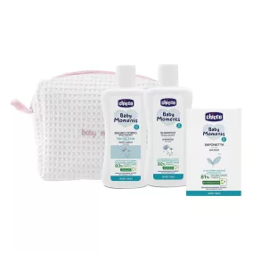   CHICCO Kozmetikai táska cipzárral - Baby Moments szett rózsaszín