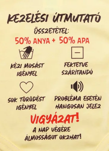 Feliratos rövid ujjú baba body