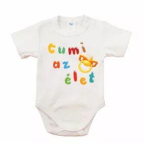 Feliratos rövid ujjú baba body