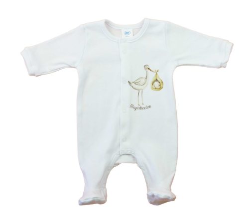 Hosszú ujjú rugdalózó, gólyás mintával