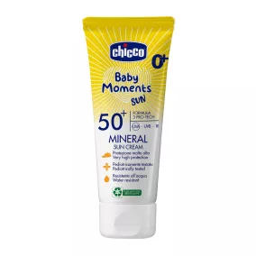   CHICCO Gyermek naptej ásványi anyagokkal Baby Moments Sun SPF50+ 75ml, 0 hónapos kortól
