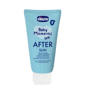   CHICCO Nyugtató és ápoló napozás utáni tej Baby Moments Sun 150ml, 0 hónapos kortól