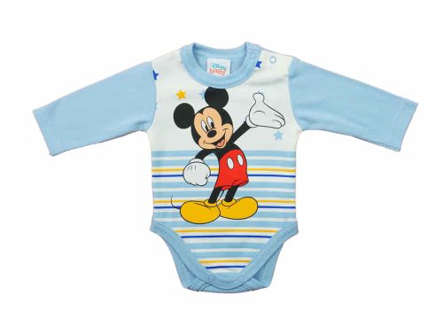 Hosszú ujjú baba body Mickey egér mintával