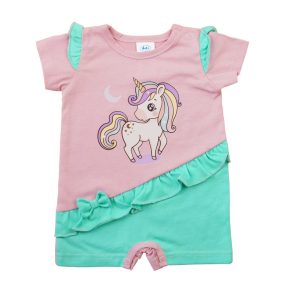 A Rövid ujjú kislány baba napozó - unikornis mintával