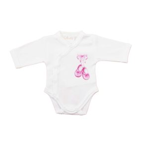   Elöl patentos hosszú ujjú baba body – Kis cipő mintával