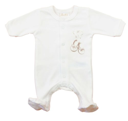 Hosszú ujjú pamut rugdalózó – Kis cipő mintával