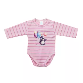 Hosszú ujjú baba body - pingvin mintával