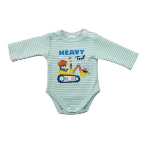 Hosszú ujjú baba body - Munkagép mintával